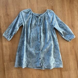 Baby Gap Light Denim Botton Down Dress with Adorable Owl Print